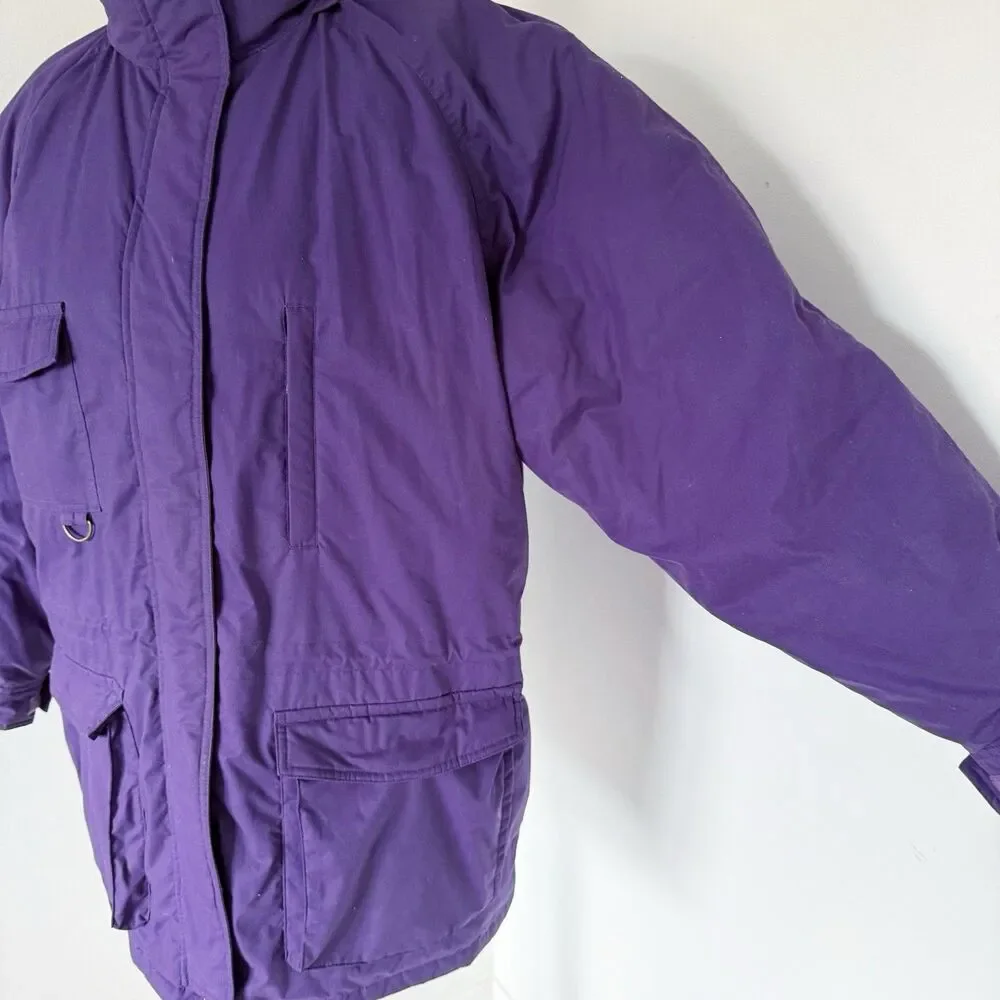 Vtg Eddie Bauer Goose Down Snowline Parka Coat Women's Sz XL Dark Purple Puffer